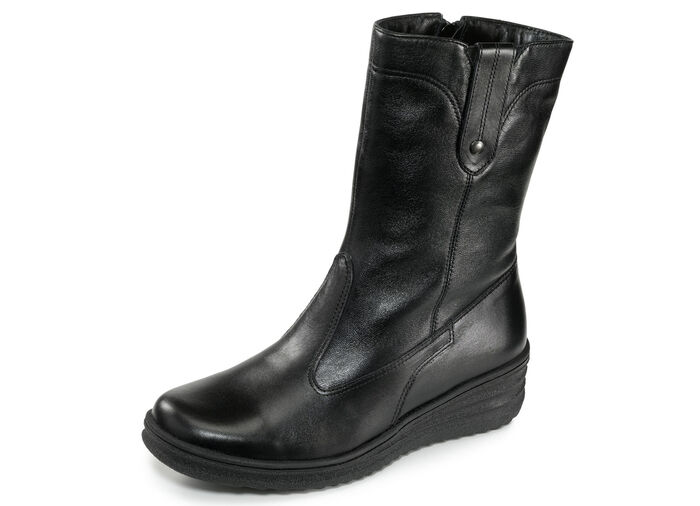 ELENA EDEN, gef&uuml;tterte Damen-Stiefel, Winterschuhe, Weite H, mit Lammfell SCHWARZ