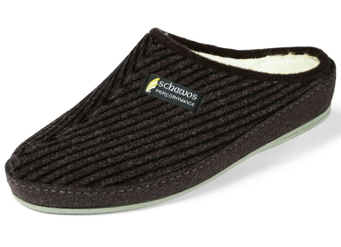 Gef&uuml;tterte Herren-Hausschuhe, mit Schurwolle MOKKA