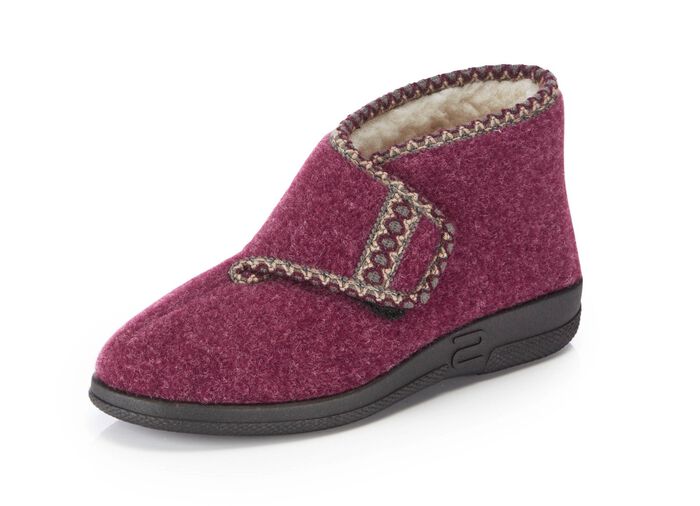 Warme Damen-Hausschuhe, Weite H, mit Klettverschluss BORDEAUX