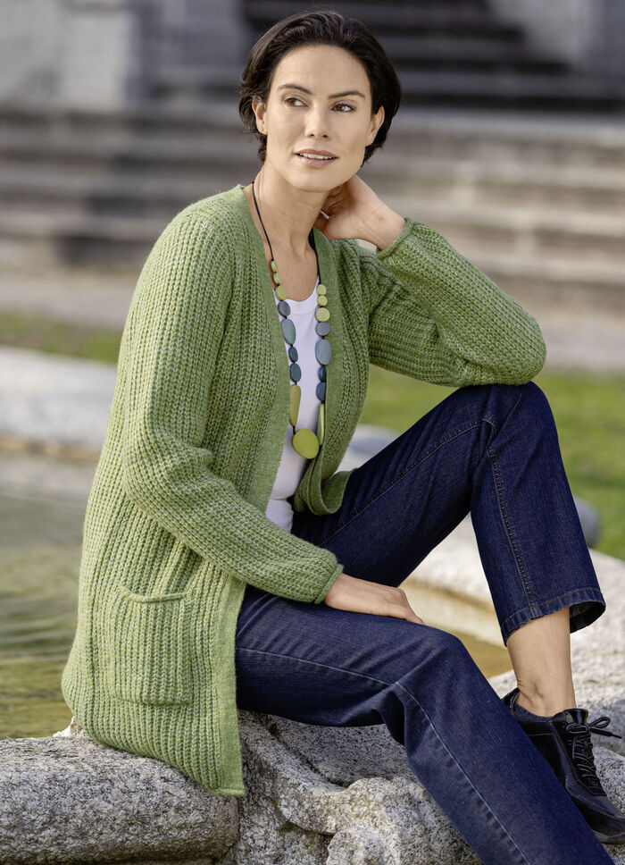 Long-Strickjacke in Perlfang LIMETTE MELIERT