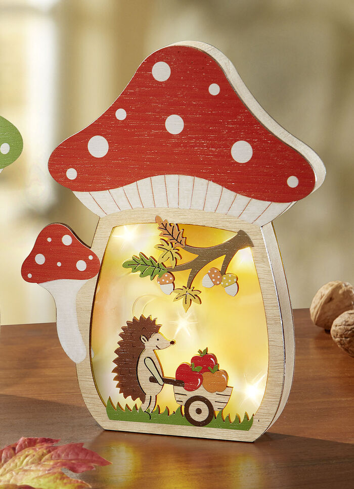 Beleuchtetes Pilz-Haus, batteriebetrieben ROT-GRÜN