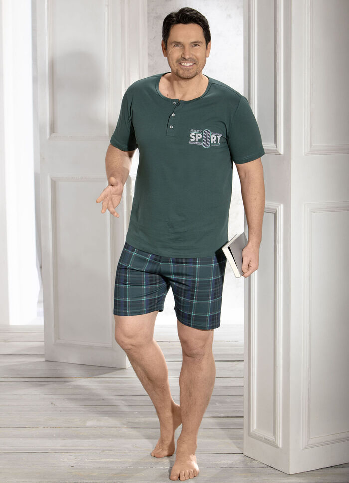 Shorty mit Knopfleiste und Druckmotiv 
