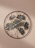 Wanduhr mit Ginkgo-Bl&auml;tterdesign ANTHRAZIT
