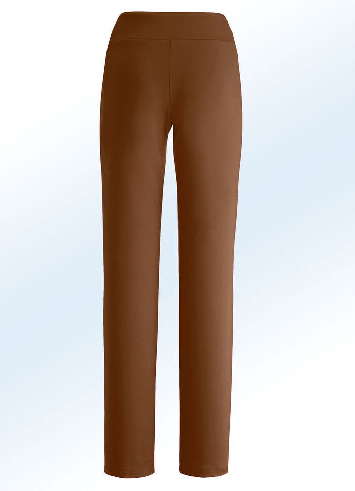 Jerseyhose mit h&ouml;herem, elastischem Formbund COGNAC