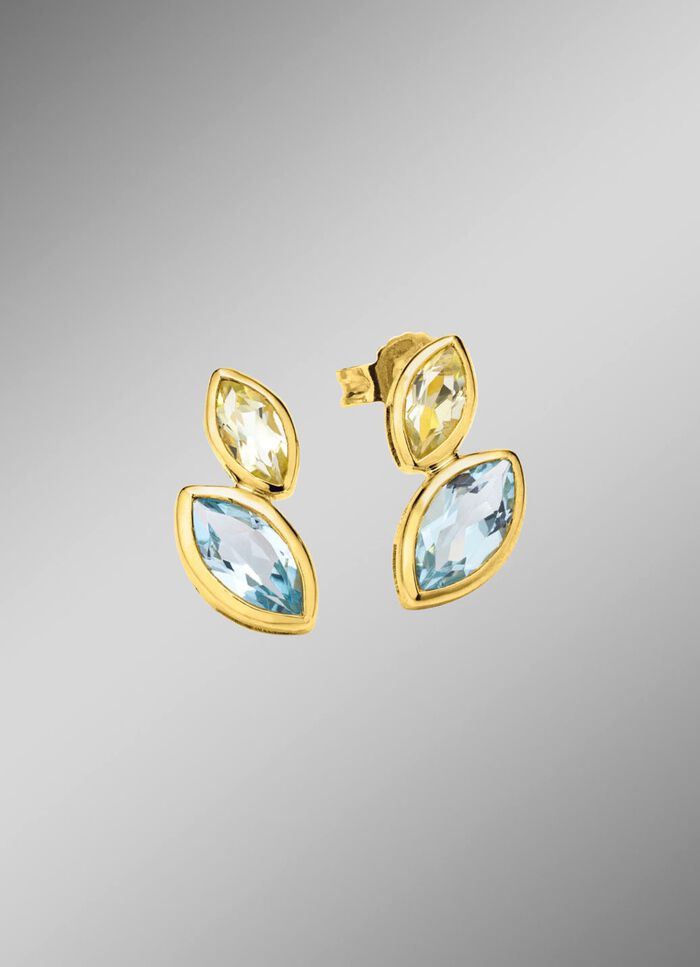 Leuchtende Eleganz: Ohrstecker mit Blautopas und Lemonquarz 