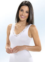 Speidel Hemd mit gl&auml;nzender Stickereispitze im Vorderteil WEISS