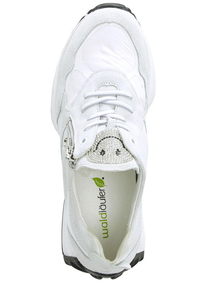 Waldläufer Sneaker mit frecher Glitzer-Applikation EISGRAU-WEISS