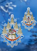 Fensterbilder Schneem&auml;nner aus echter Plauener Spitze 