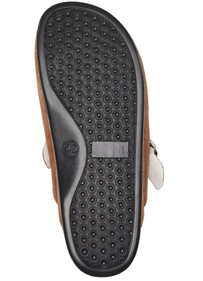 Pantoffel aus weichem Veloursleder COGNAC