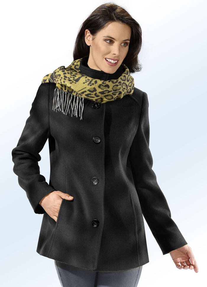 Jacke in 2 Farben mit Knopfleiste SCHWARZ