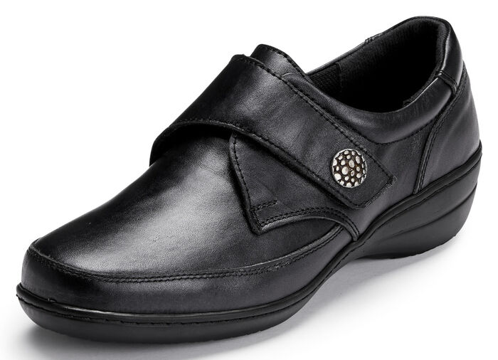 ELENA EDEN, bequeme Damen-Slipper, WeiteH, mit herausnehmbarem Fußbett SCHWARZ