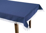 Wind- und wetterfeste Gartentischdecke mit Fransenabschluss BLAU