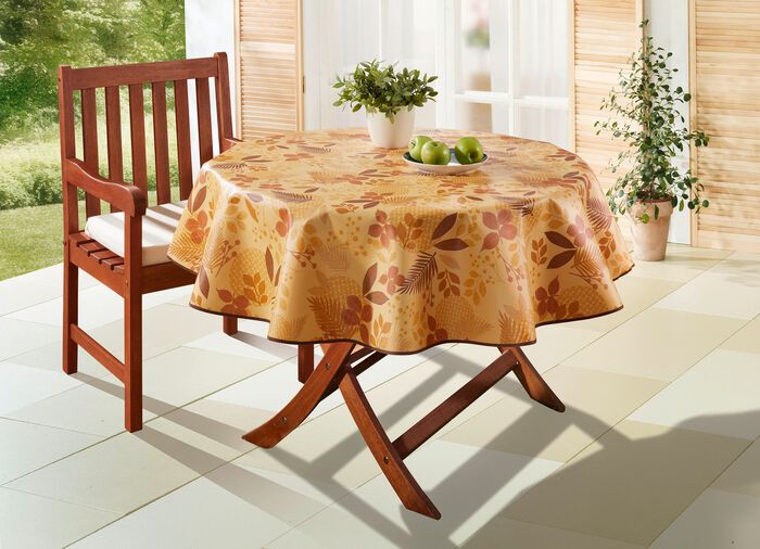 Wachstuch-Tischdecke mit Bl&auml;tter-Motiv 