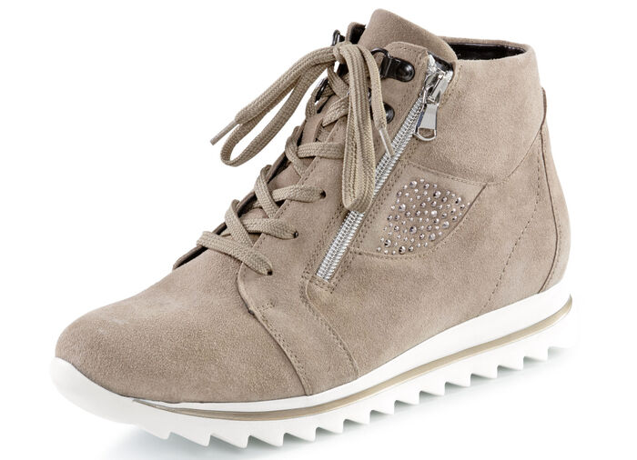 Waldläufer Schnür-Bootie mit seitlichen Glitzersteinchen SANDBEIGE