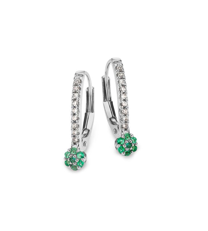 Edle Ohrringe mit 18 Diamanten und echt Smarad 