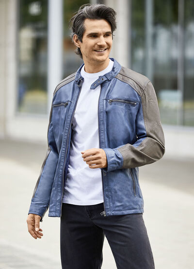 Lederkurzjacke mit Reißverschluss-Taschen 
