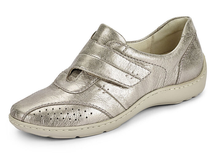 Waldläufer Slipper mit praktischem Klettverschluss MATTGOLD