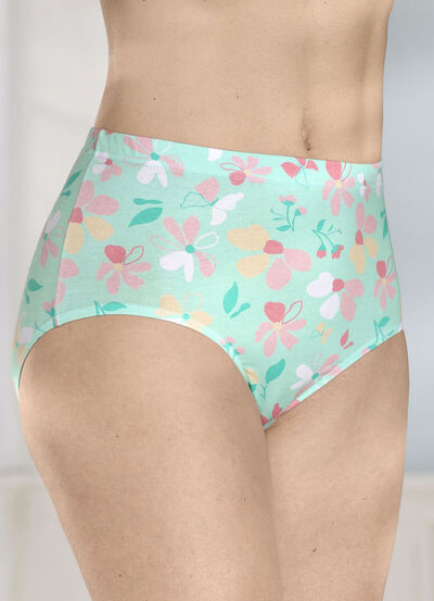 Viererpack Slips mit farbharmonischem Floraldessin 