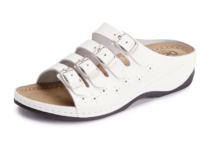 ELENA EDEN Pantolette aus teilweise perforiertem Nappaleder WEISS