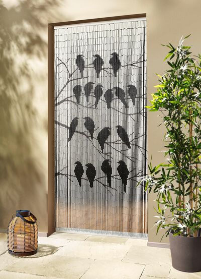 Bambusvorhang mit Vogelmotiv 