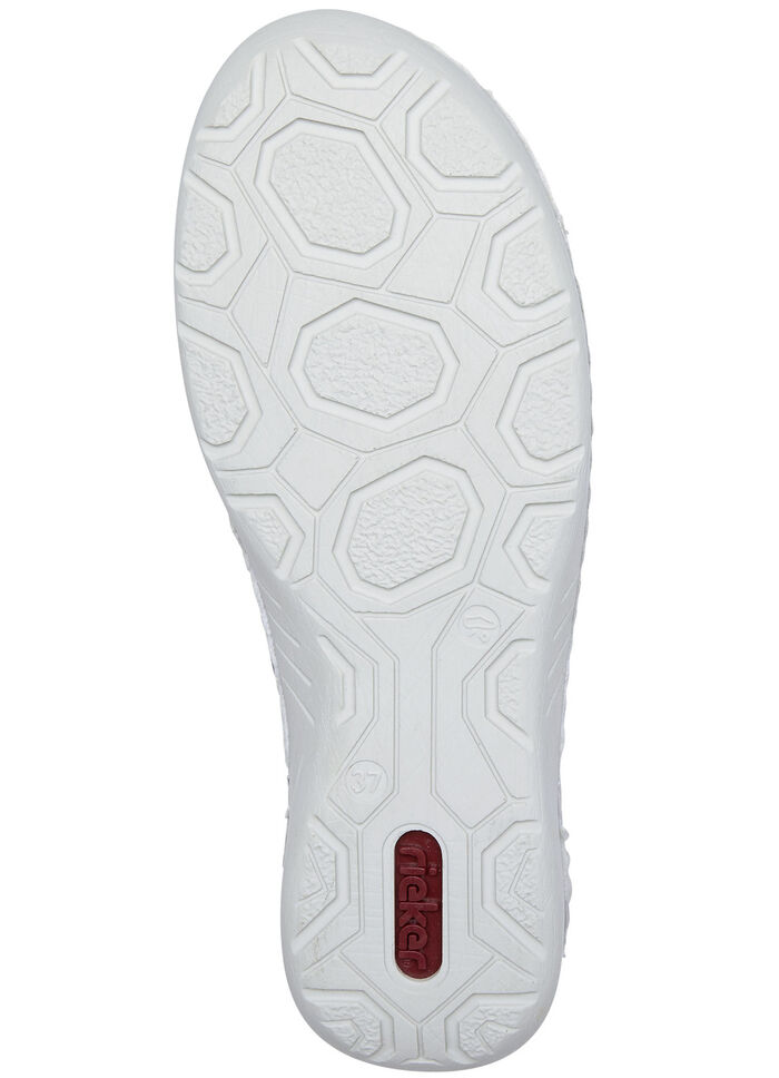 Rieker Schnür-Bootie aus originell bedrucktem Synthetikmaterial SILBERGRAU-BLEU