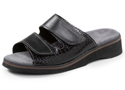 Komfortable Damen-Pantoletten, Weite K, mit Klettverschluss 