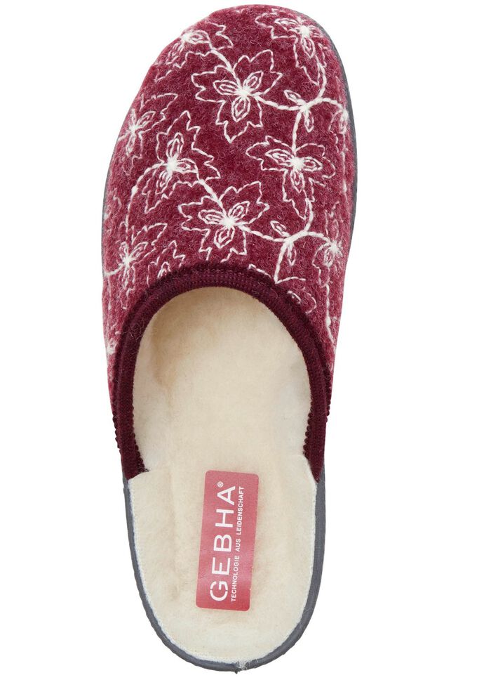 Textil-Pantoffel mit sch&ouml;ner Stickerei BORDEAUX
