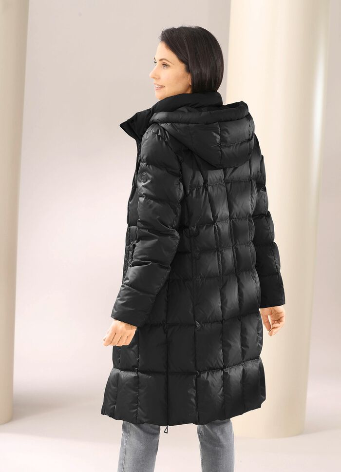 Daunen-Kurzmantel mit abnehmbarer Kapuze SCHWARZ