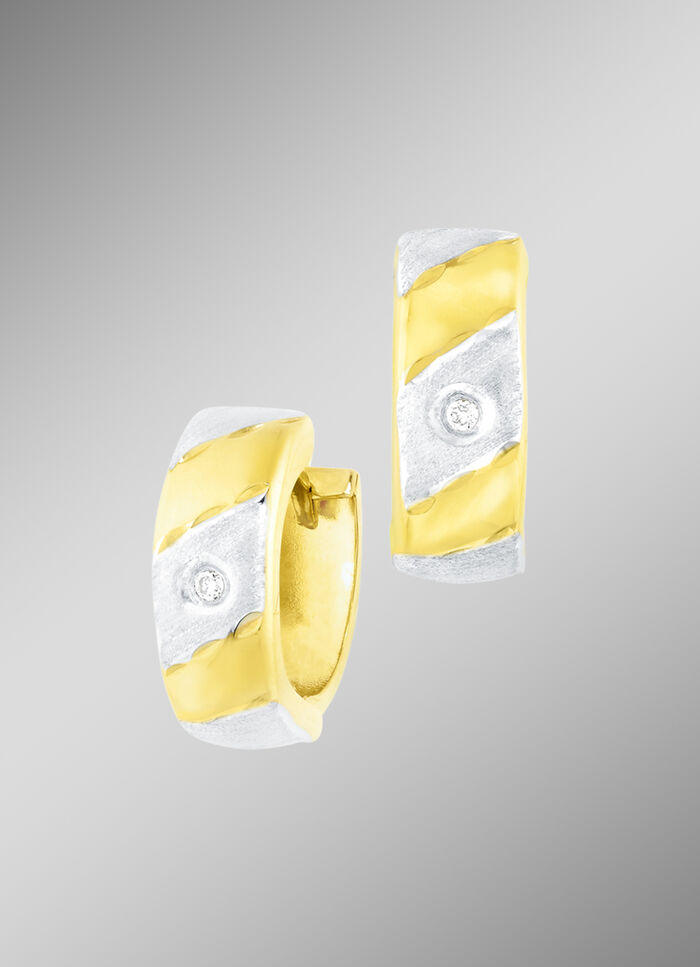 Creolen in Bicolor, mit Brillanten 