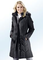 Kurzmantel mit abnehmbarer Kapuze SCHWARZ