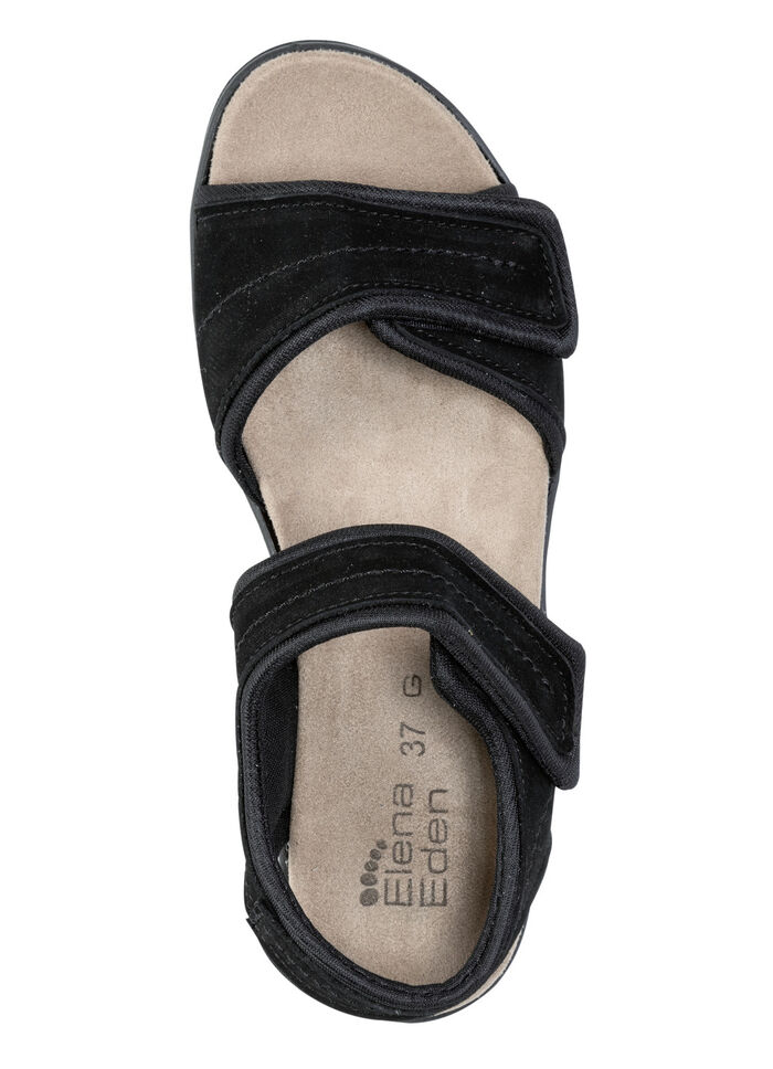ELENA EDEN Sandale aus weichem Nubukleder und schwarzem Elastikmaterial SCHWARZ