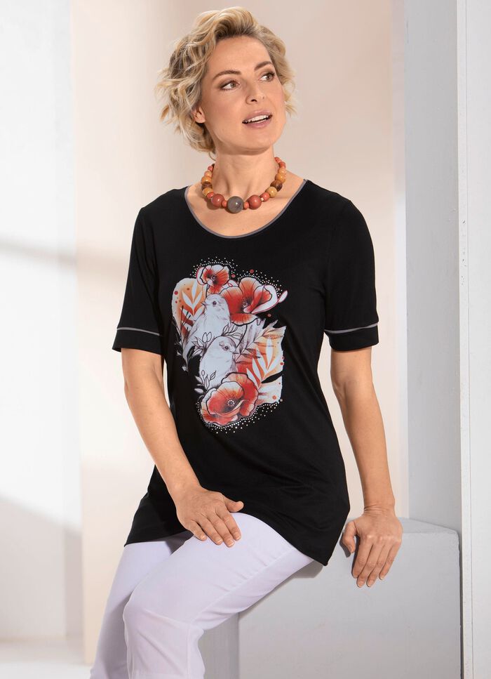 Shirt mit Kontrastpaspelierung SCHWARZ