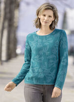Pullover mit plastischem Floraldessin PETROL