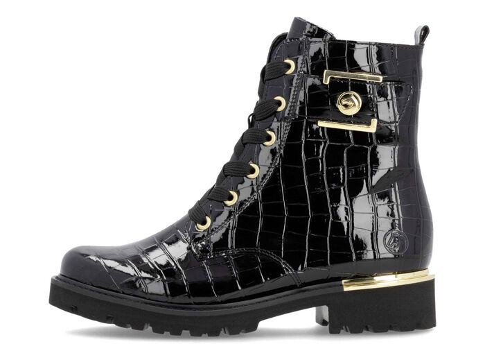 Remonte, stylische Damen-Stiefeletten, Winterschuhe, Weite G, mit herausnehmbarem Fu&szlig;bett SCHWARZ-GOLD