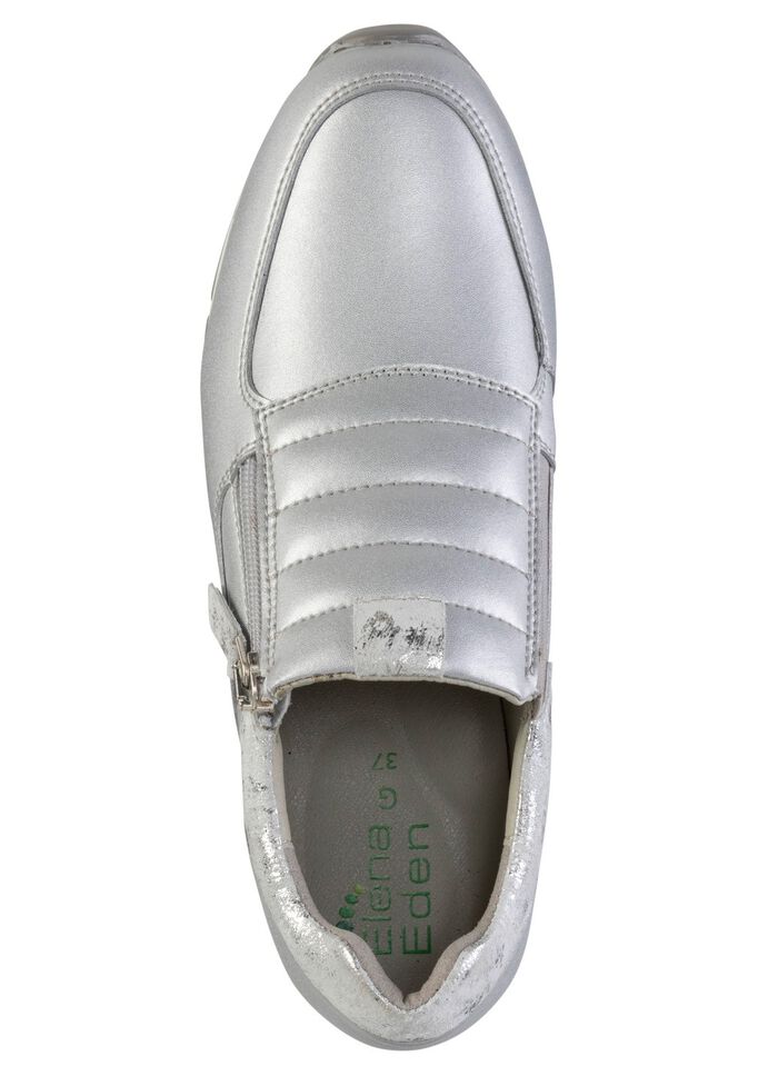 ELENA EDEN Sneaker aus Nappaleder und silbergrau gepr&auml;gtem Veloursleder 