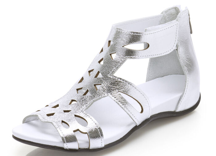 Andrea Conti, modische Damen-Sandalen, aus Leder SILBER