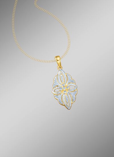 Anh&auml;nger mit Diamanten im Blumendesign 