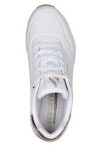 SKECHERS, bequeme Damen-Sneaker, mit sichtbarem Luftpolster WEISS-GOLD