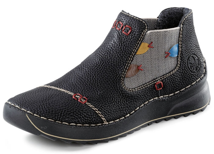 Rieker Bootie in Narben-Optik SCHWARZ-BUNT