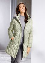 Daunen-Kurzmantel mit abnehmbarer Kapuze 