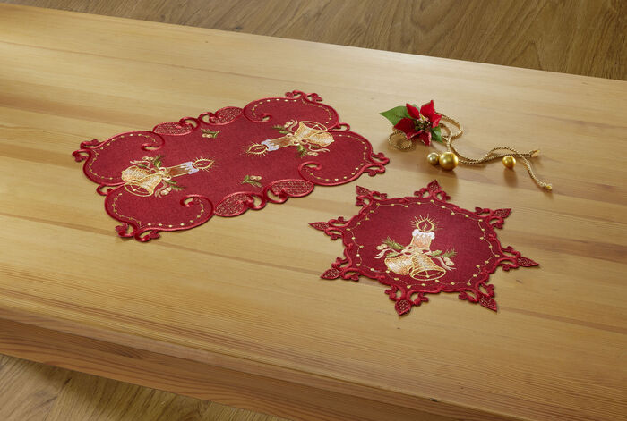 Aufwendig bestickte Tisch- und Raumdekoration ROT