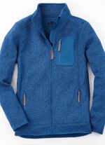 Strickfleece-Kurzjacke BLAU MELIERT
