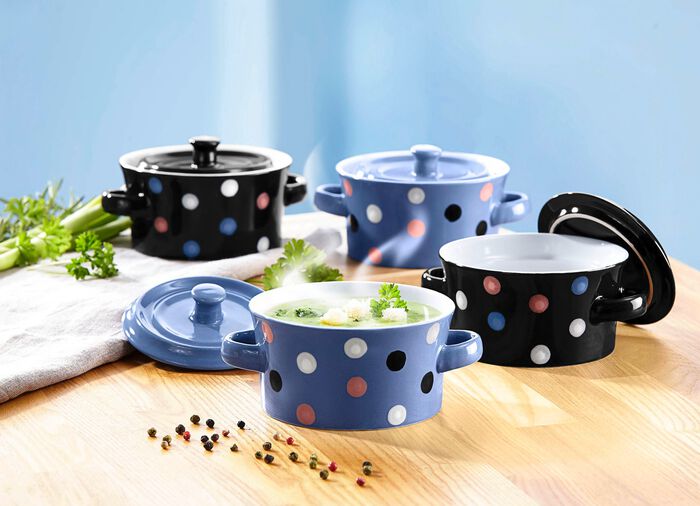 Schlemmert&ouml;pfchen, 4-teilig, aus feuerfester Keramik 