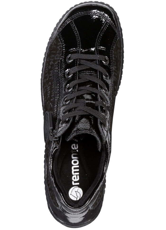 Remonte Schnür-Bootie aus Crashlack SCHWARZ