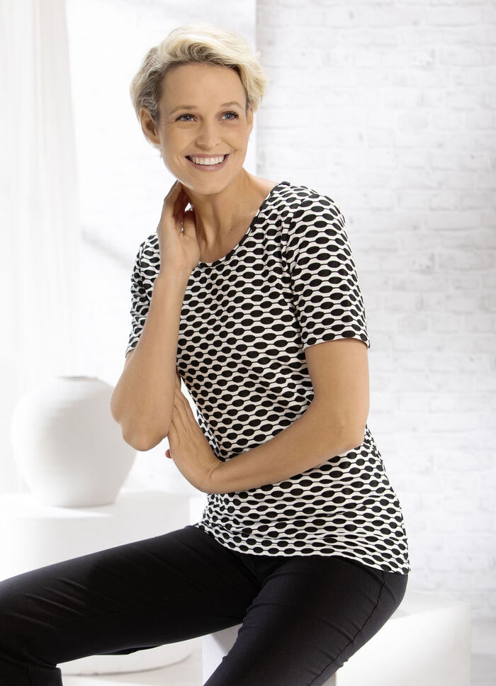Shirt mit interessanter zweifarbiger Struktur in 2 Farben SCHWARZ-WEISS