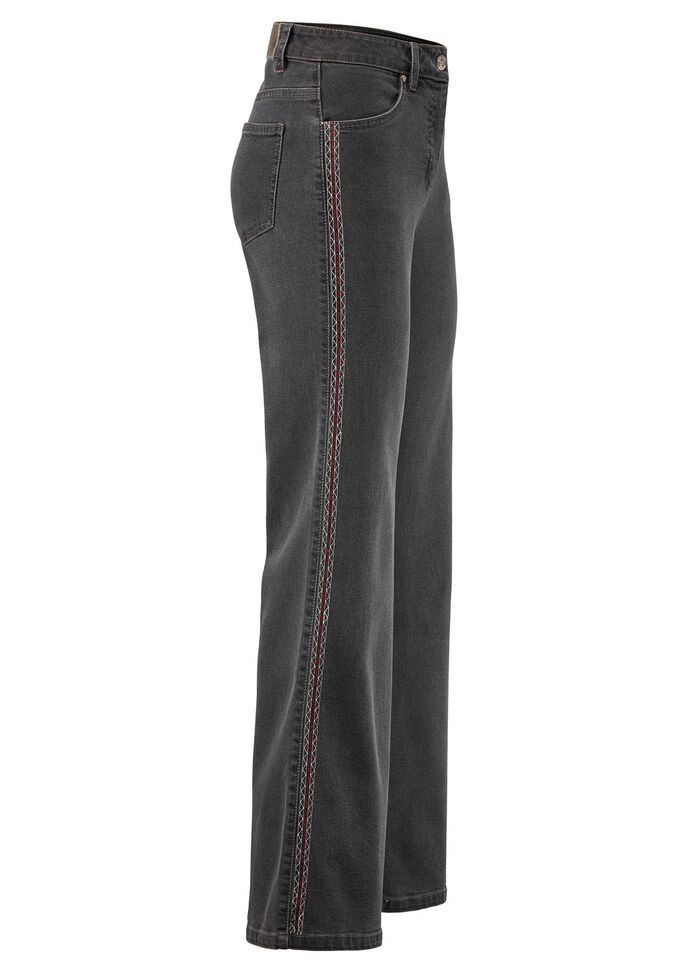 Jeans mit Ziersteppungen im Ethno-Stil 