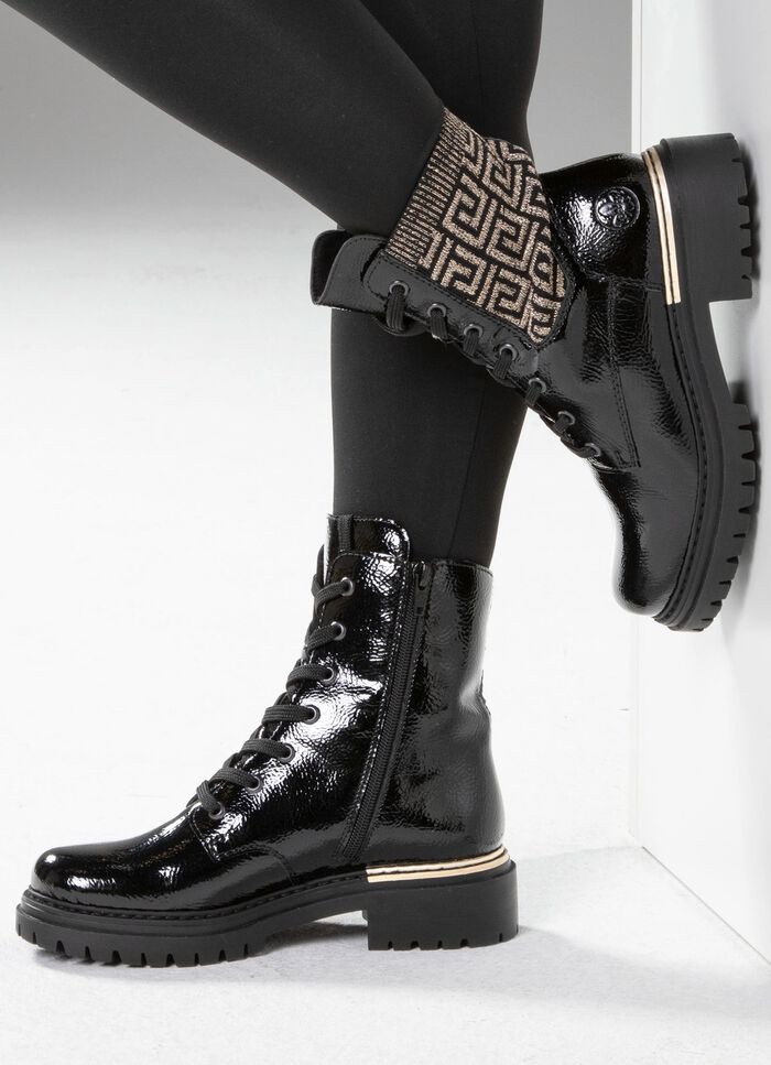 Rieker, stylische Damen-Stiefeletten, Winterschuhe, mit Rei&szlig;verschluss SCHWARZ-GOLD