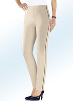 Hose mit kontrastfarbener Zierpaspel BEIGE-SCHWARZ