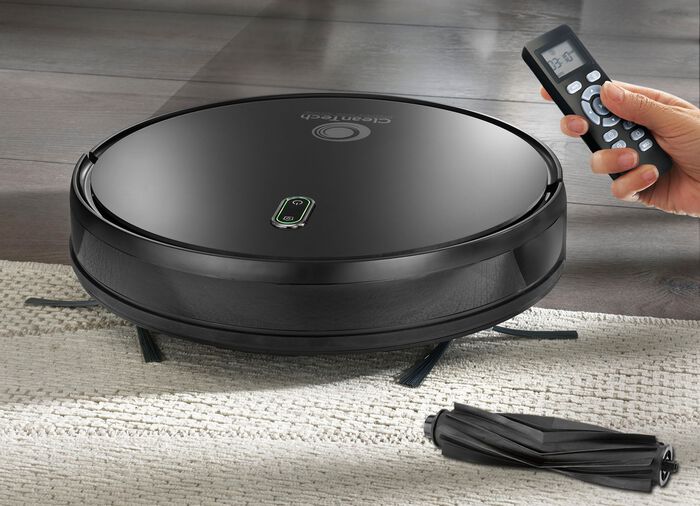 Saug- und Wischroboter mit integriertem Wasserreinigungssystem und Haustierb&uuml;rste 