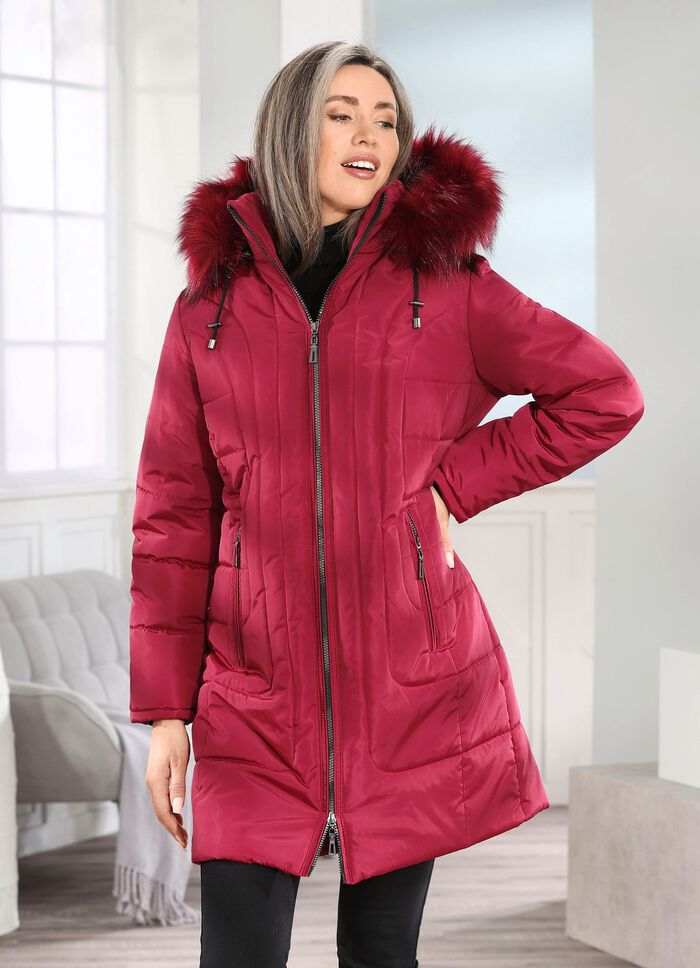 Kurzmantel mit 2-Wege-Rei&szlig;verschluss KARMINROT